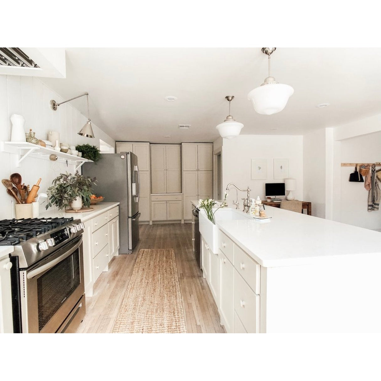 Heritage KS1276AXBS Two-Handle 4-Hole Deck Mount Bridge Kitchen Faucet with Brass Sprayer, Polished Nickel