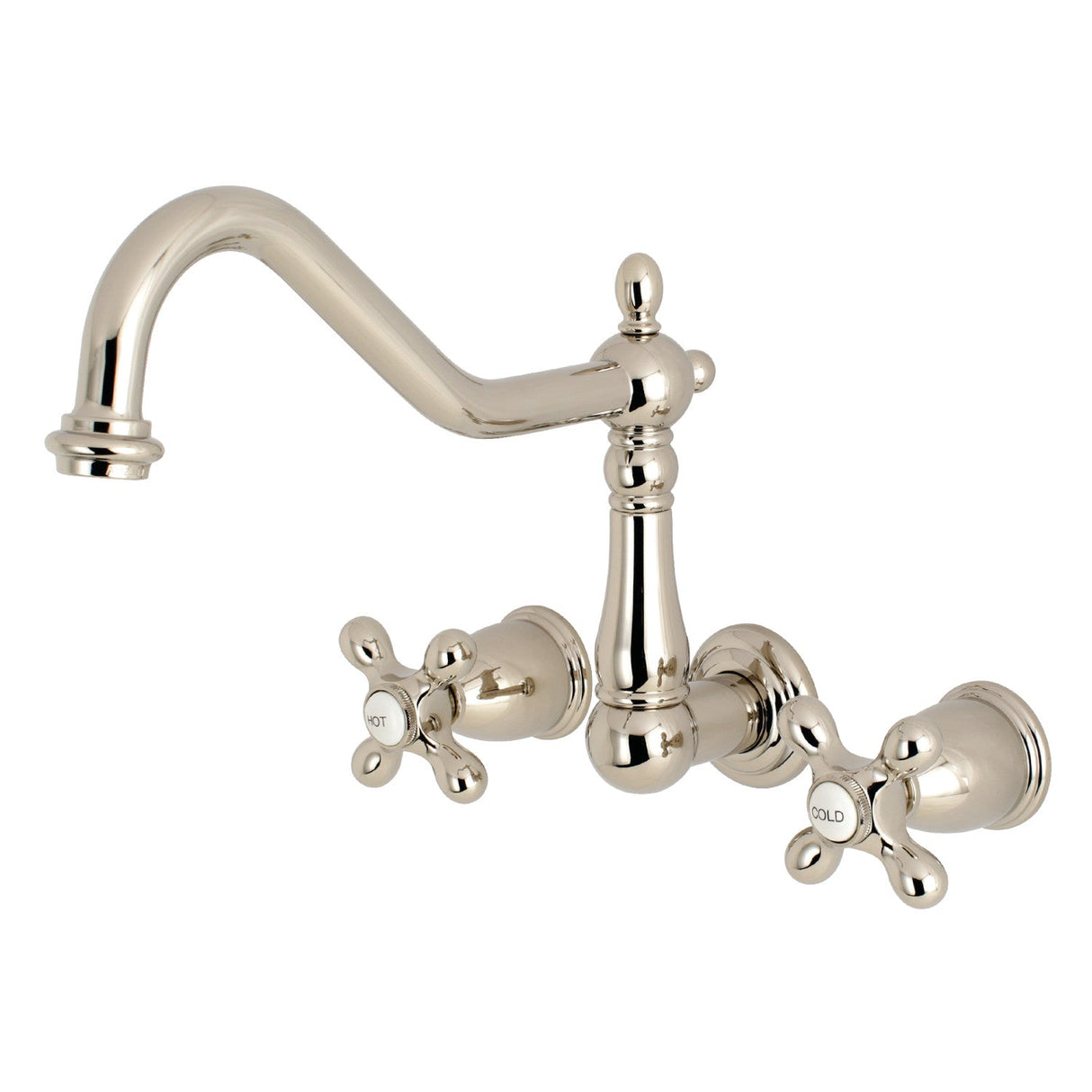 Heritage KS1286AX Two-Handle 3-Hole Wall Mount Kitchen Faucet, Polished Nickel