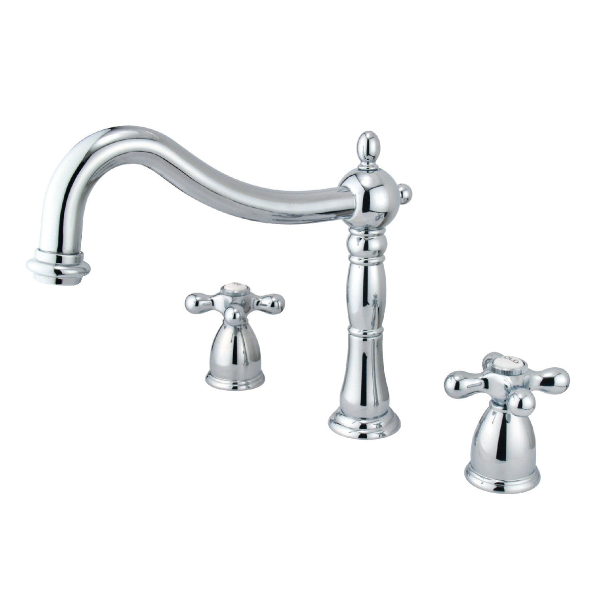 Heritage KS1341AX Two-Handle 3-Hole Deck Mount Roman Tub Faucet, Polished Chrome