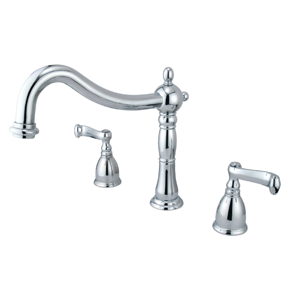 Heritage KS1341FL Two-Handle 3-Hole Deck Mount Roman Tub Faucet, Polished Chrome