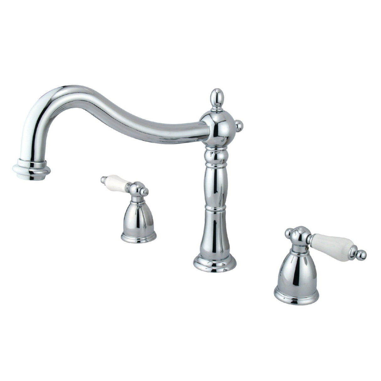 Heritage KS1341PL Two-Handle 3-Hole Deck Mount Roman Tub Faucet, Polished Chrome