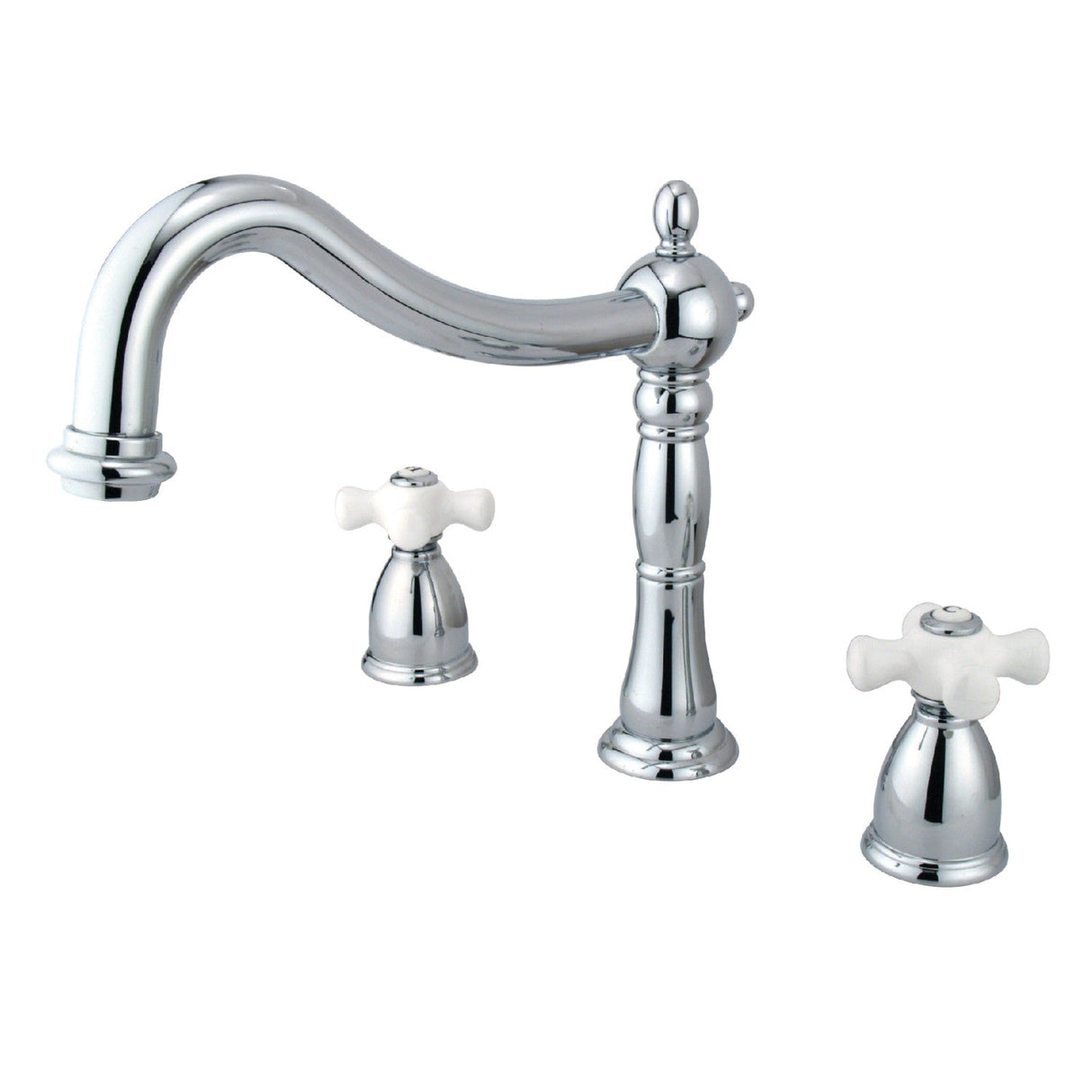 Heritage KS1341PX Two-Handle 3-Hole Deck Mount Roman Tub Faucet, Polished Chrome