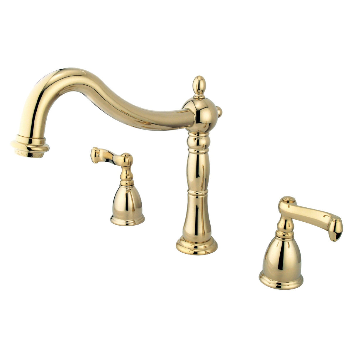 Heritage KS1342FL Two-Handle 3-Hole Deck Mount Roman Tub Faucet, Polished Brass