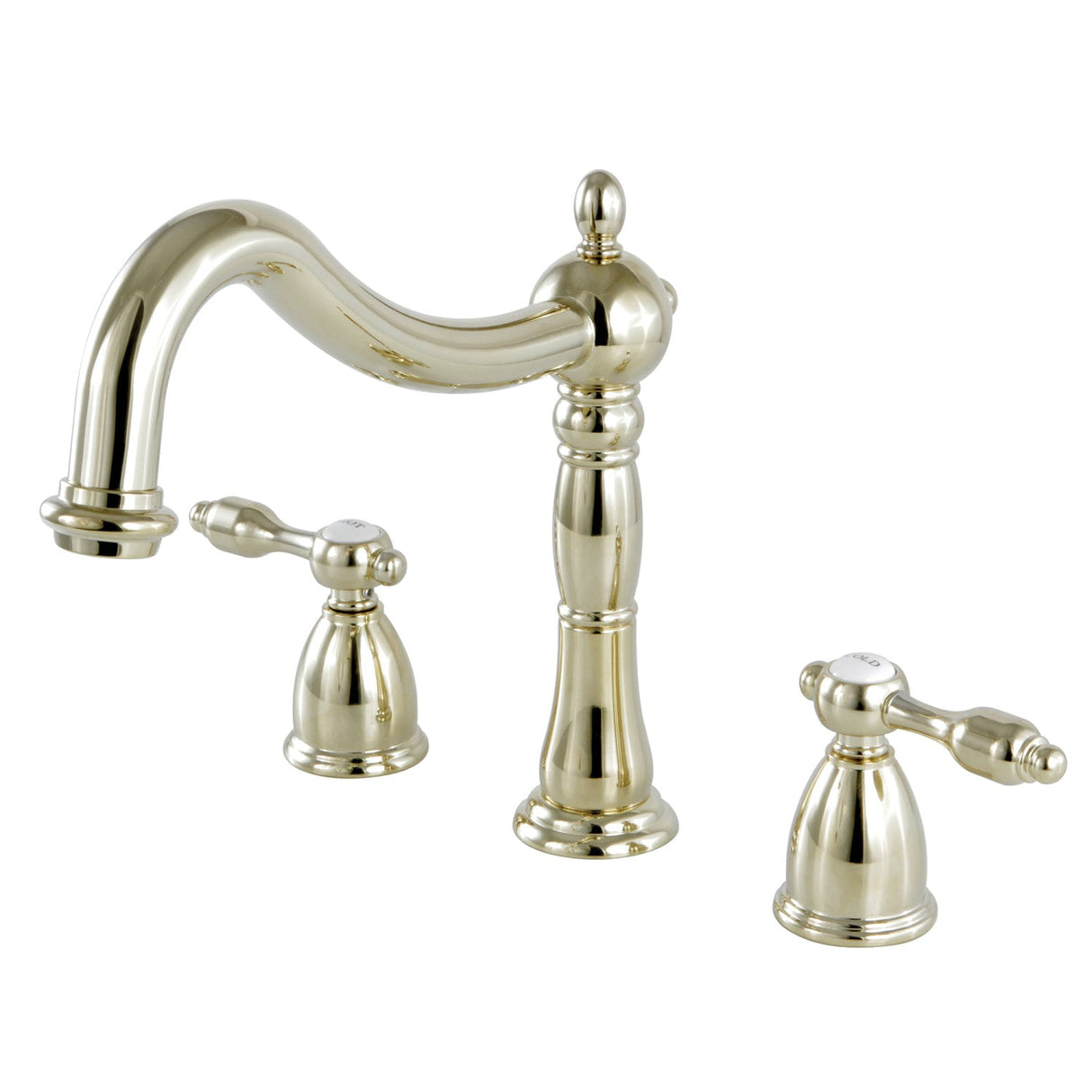 Tudor KS1342TAL Two-Handle 3-Hole Deck Mount Roman Tub Faucet, Polished Brass