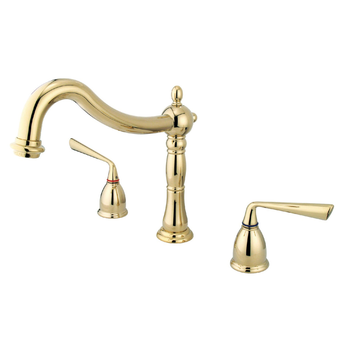 Silver Sage KS1342ZL Two-Handle 3-Hole Deck Mount Roman Tub Faucet, Polished Brass