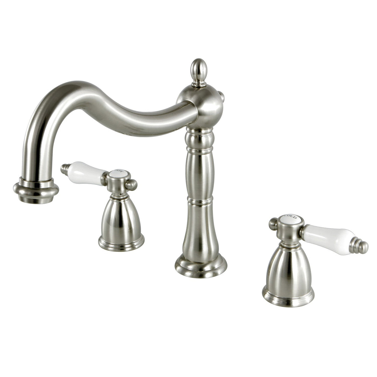 Bel-Air KS1348BPL Two-Handle 3-Hole Deck Mount Roman Tub Faucet, Brushed Nickel