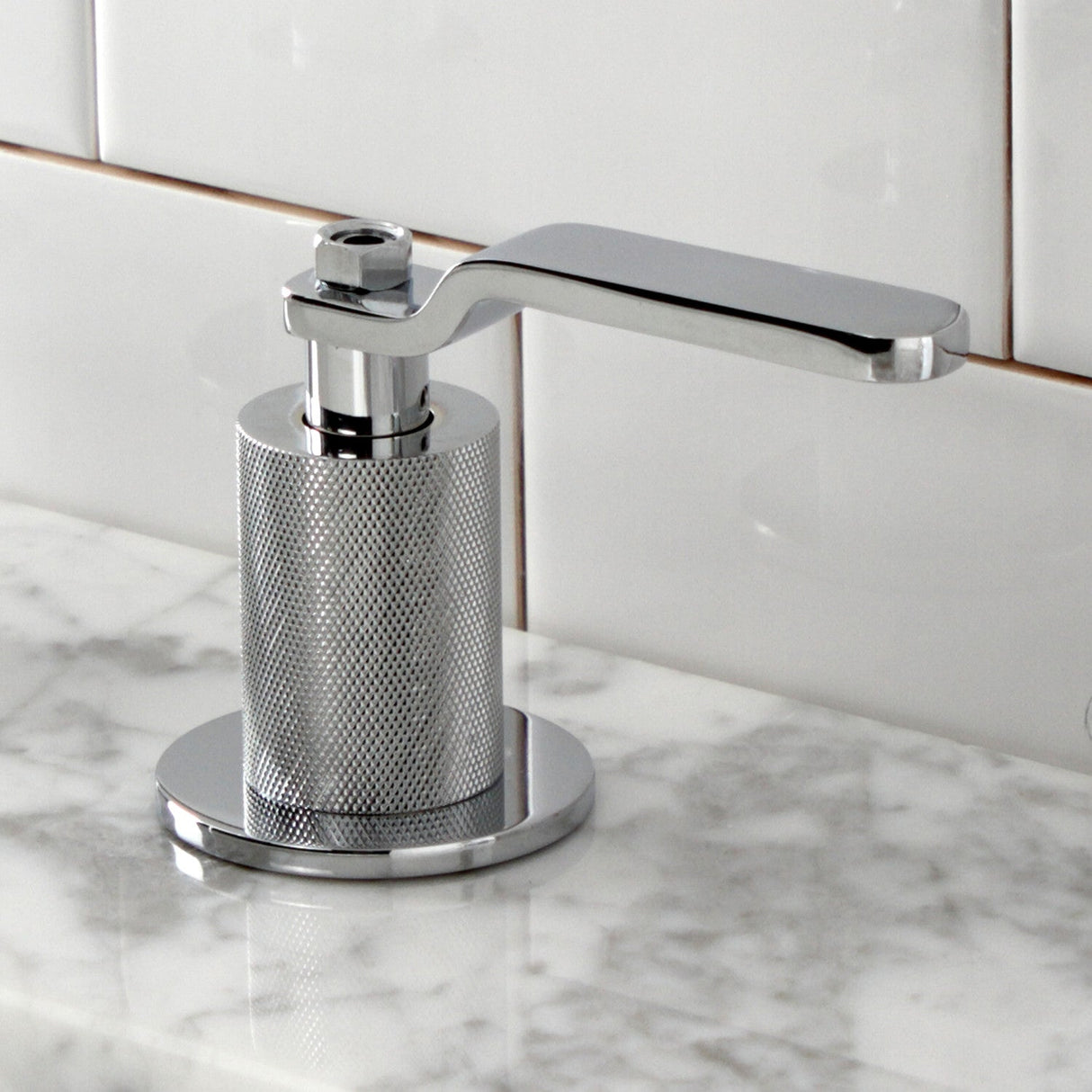 Whitaker KS1411KL Two-Handle 3-Hole Deck Mount Widespread Bathroom Faucet with Push Pop-Up, Polished Chrome