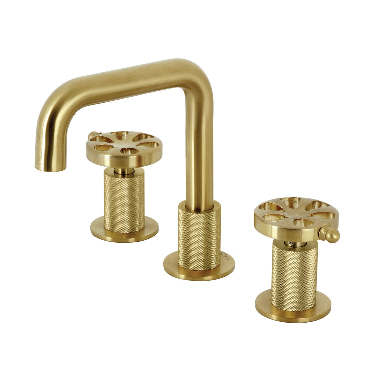 Belknap KS1417RX Two-Handle 3-Hole Deck Mount Widespread Bathroom Faucet with Push Pop-Up, Brushed Brass