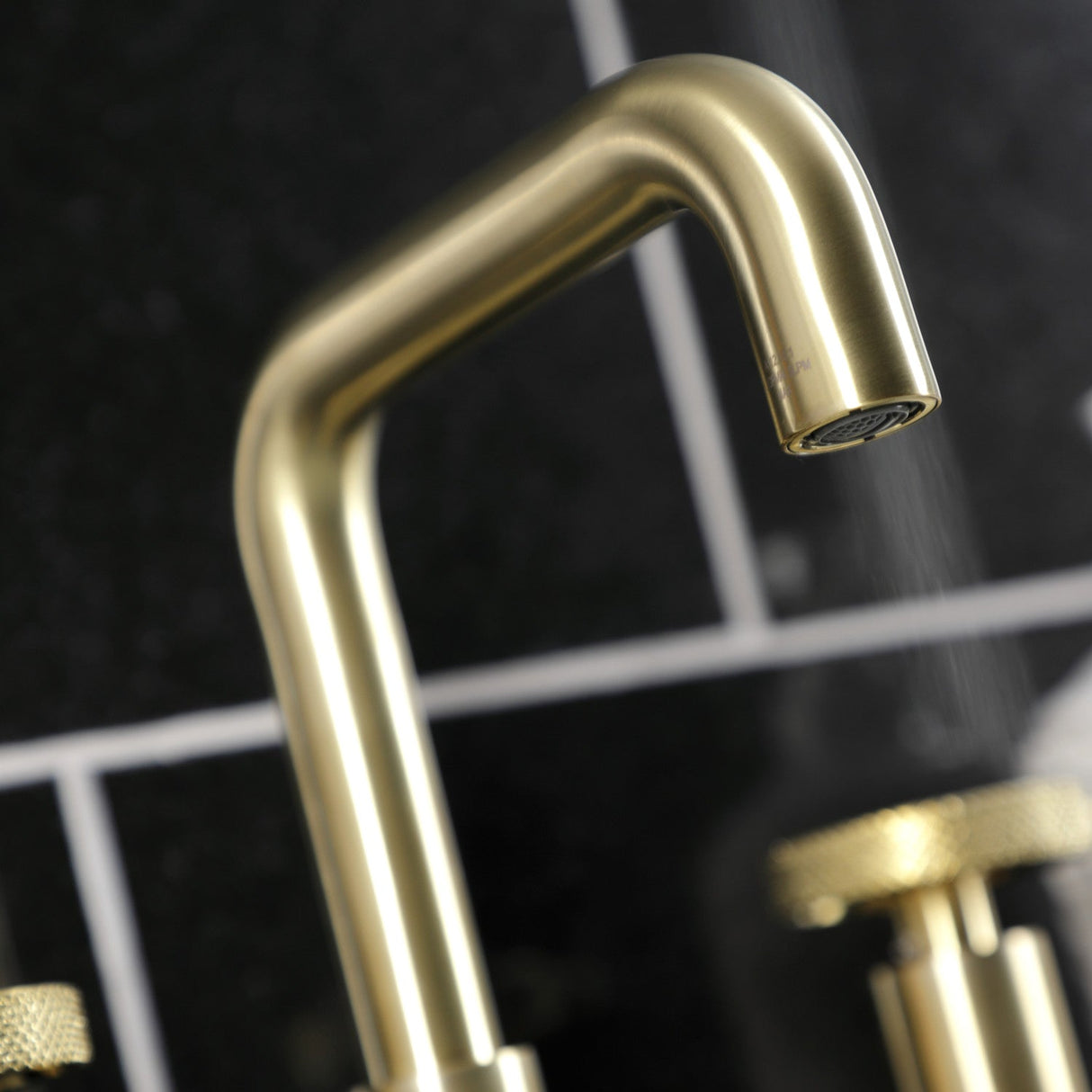 Webb KS142RKXBB Two-Handle 3-Hole Deck Mount Widespread Bathroom Faucet with Knurled Handle and Push Pop-Up Drain, Brushed Brass