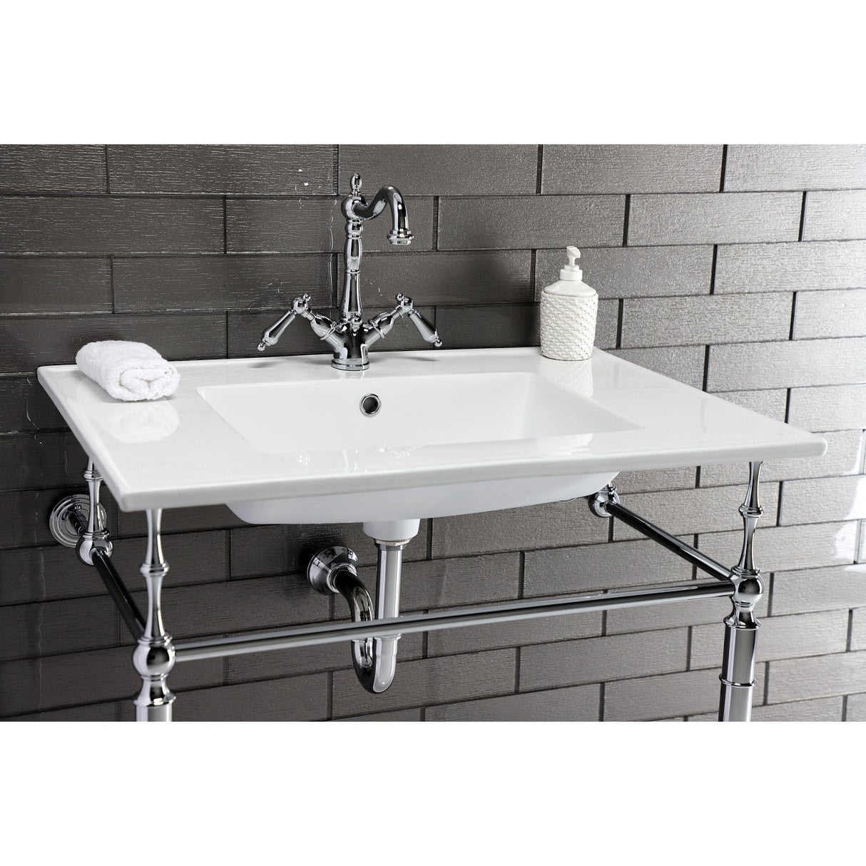 Heritage KS1431AL Two-Handle 1-or-3 Hole Deck Mount Bathroom Faucet with Brass Pop-Up, Polished Chrome