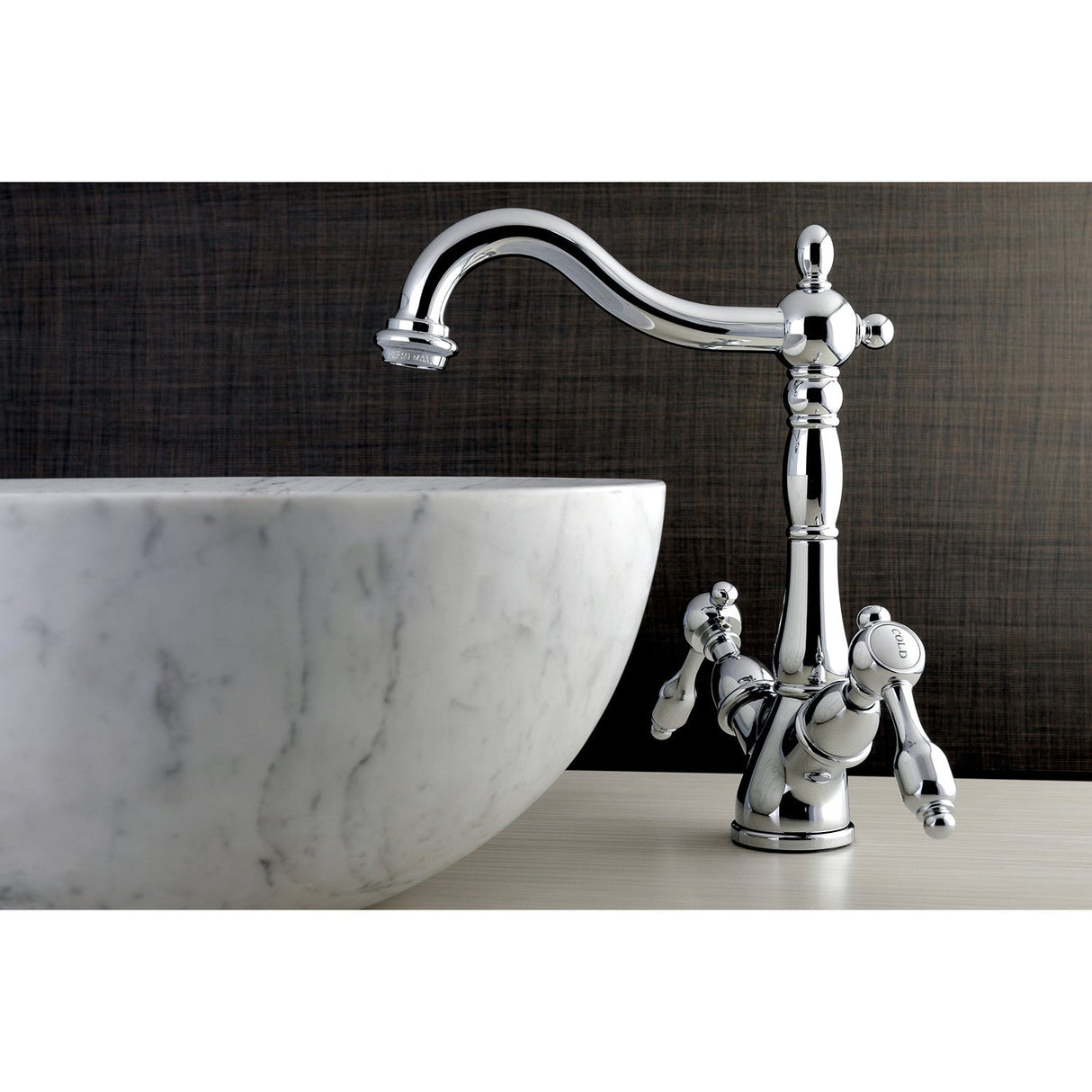 Tudor KS1491TAL Two-Handle 1-or-3 Hole Deck Mount Vessel Faucet, Polished Chrome