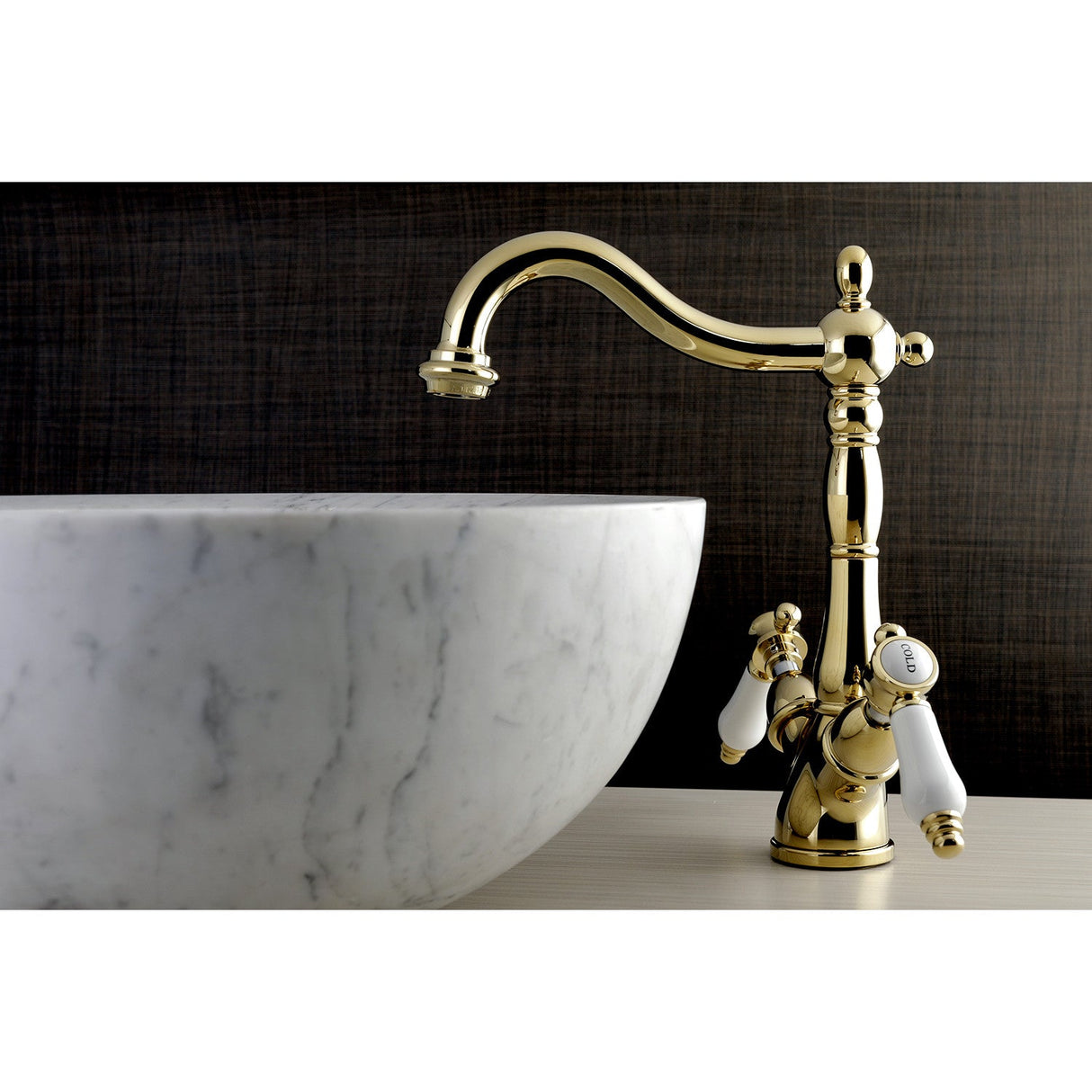 Bel-Air KS1492BPL Two-Handle 1-or-3 Hole Deck Mount Vessel Faucet, Polished Brass