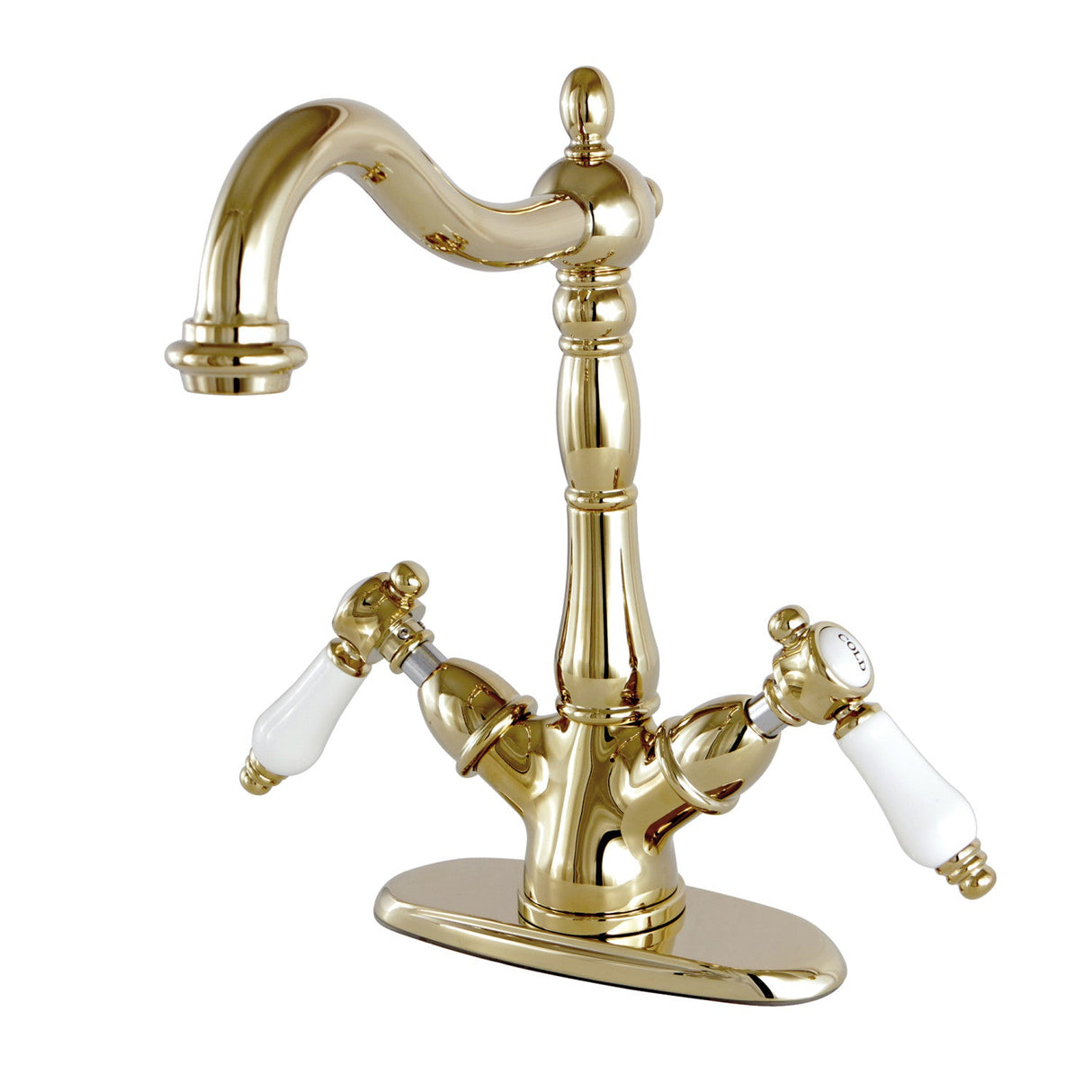 Bel-Air KS1492BPL Two-Handle 1-or-3 Hole Deck Mount Vessel Faucet, Polished Brass