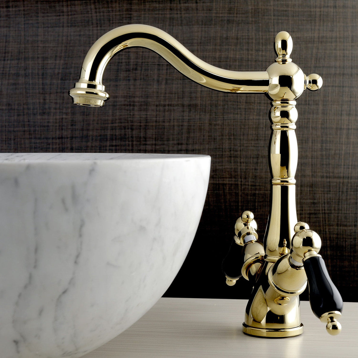 Duchess KS1492PKL Two-Handle 1-or-3 Hole Deck Mount Vessel Faucet, Polished Brass