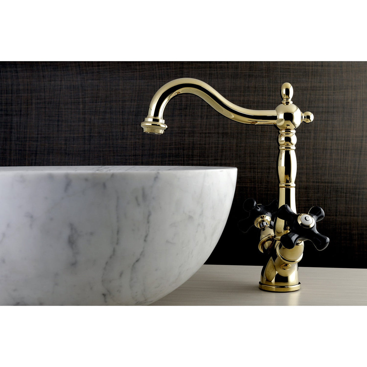 Duchess KS1492PKX Two-Handle 1-or-3 Hole Deck Mount Vessel Faucet, Polished Brass
