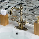 Heritage KS1493AX Two-Handle 1-or-3 Hole Deck Mount Vessel Faucet, Antique Brass