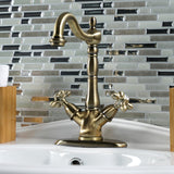 Heritage KS1493AX Two-Handle 1-or-3 Hole Deck Mount Vessel Faucet, Antique Brass