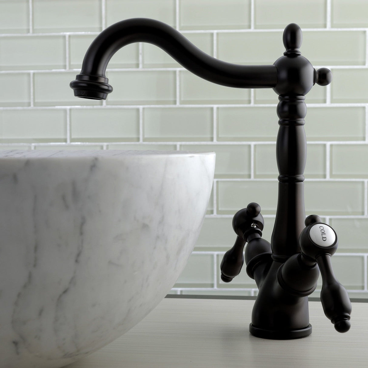 Tudor KS1495TAL Two-Handle 1-or-3 Hole Deck Mount Vessel Faucet, Oil Rubbed Bronze