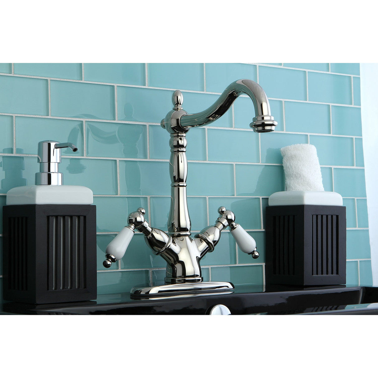 Heritage KS1496PL Two-Handle 1-or-3 Hole Deck Mount Vessel Faucet, Polished Nickel