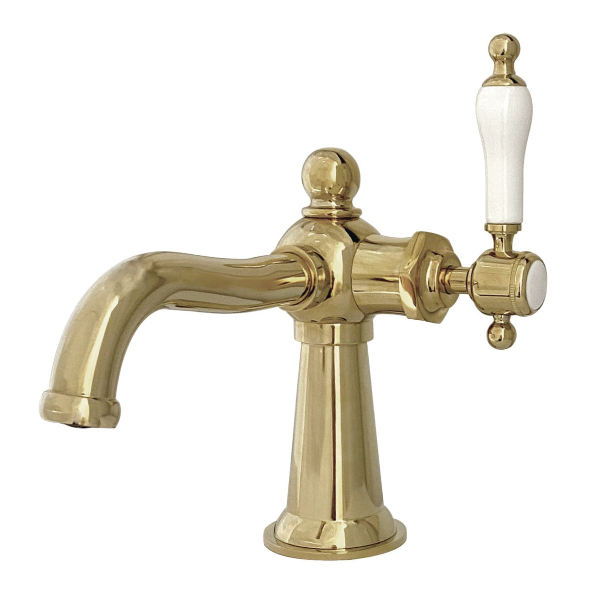 Nautical KS154KLPB Single-Handle 1-Hole Deck Mount Bathroom Faucet with Push Pop-Up, Polished Brass
