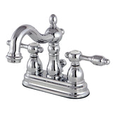Tudor KS1601TAL Two-Handle 3-Hole Deck Mount 4" Centerset Bathroom Faucet with Brass Pop-Up, Polished Chrome