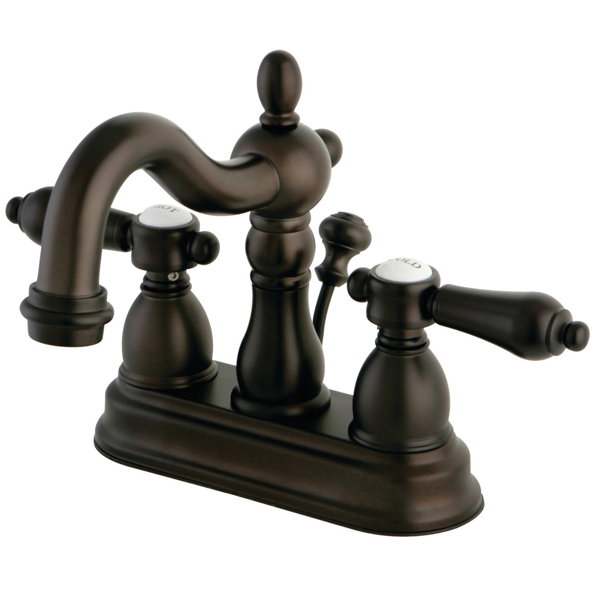 KS1605BAL Two-Handle 3-Hole Deck Mount 4" Centerset Bathroom Faucet with Brass Pop-Up, Oil Rubbed Bronze