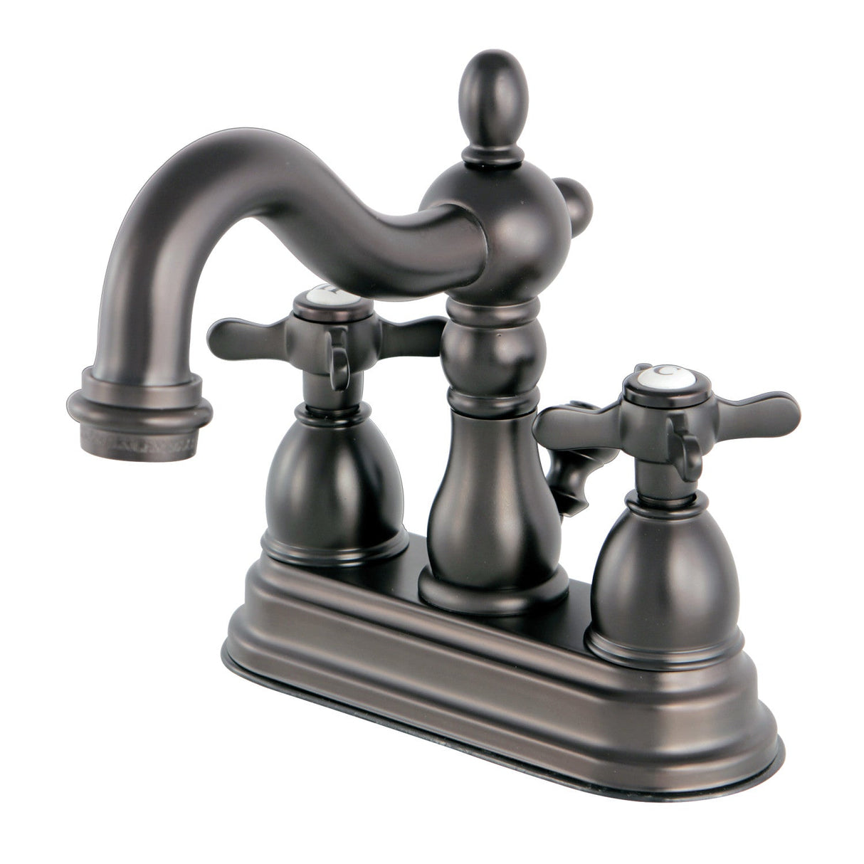 Essex KS1605BEX Two-Handle 3-Hole Deck Mount 4" Centerset Bathroom Faucet with Brass Pop-Up, Oil Rubbed Bronze