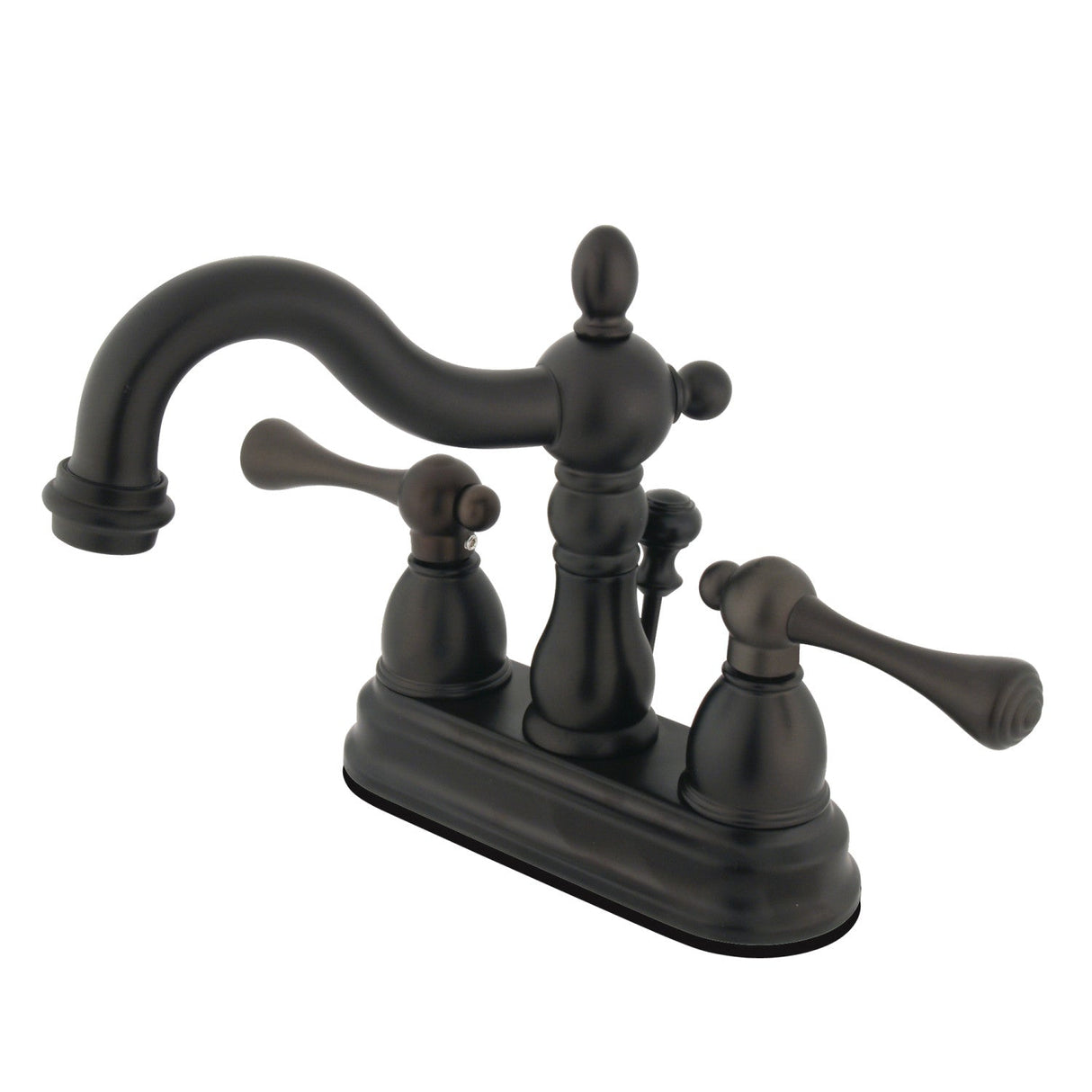Heritage KS1605BL Two-Handle 3-Hole Deck Mount 4" Centerset Bathroom Faucet with Brass Pop-Up, Oil Rubbed Bronze