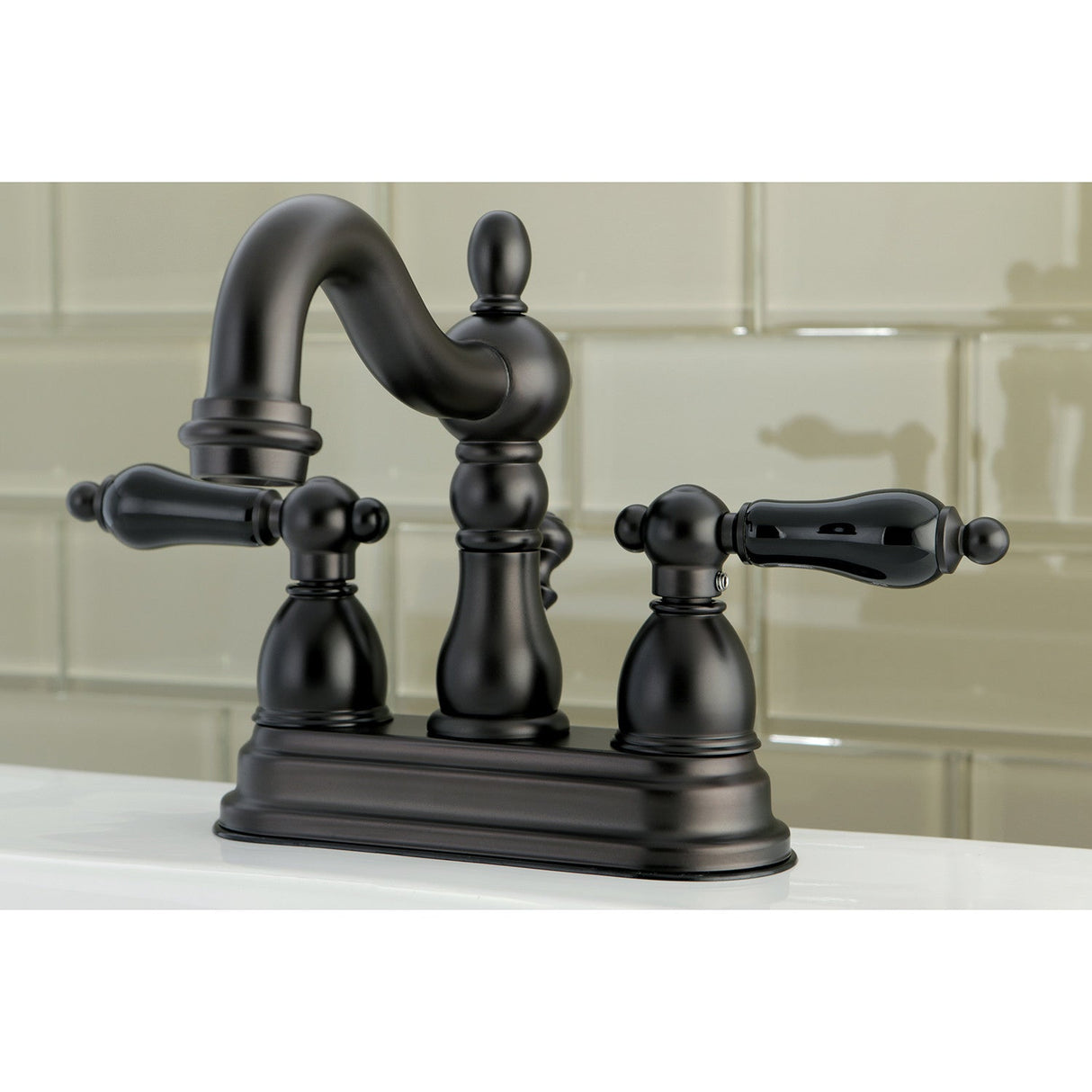 Duchess KS1605PKL Two-Handle 3-Hole Deck Mount 4" Centerset Bathroom Faucet with Brass Pop-Up, Oil Rubbed Bronze