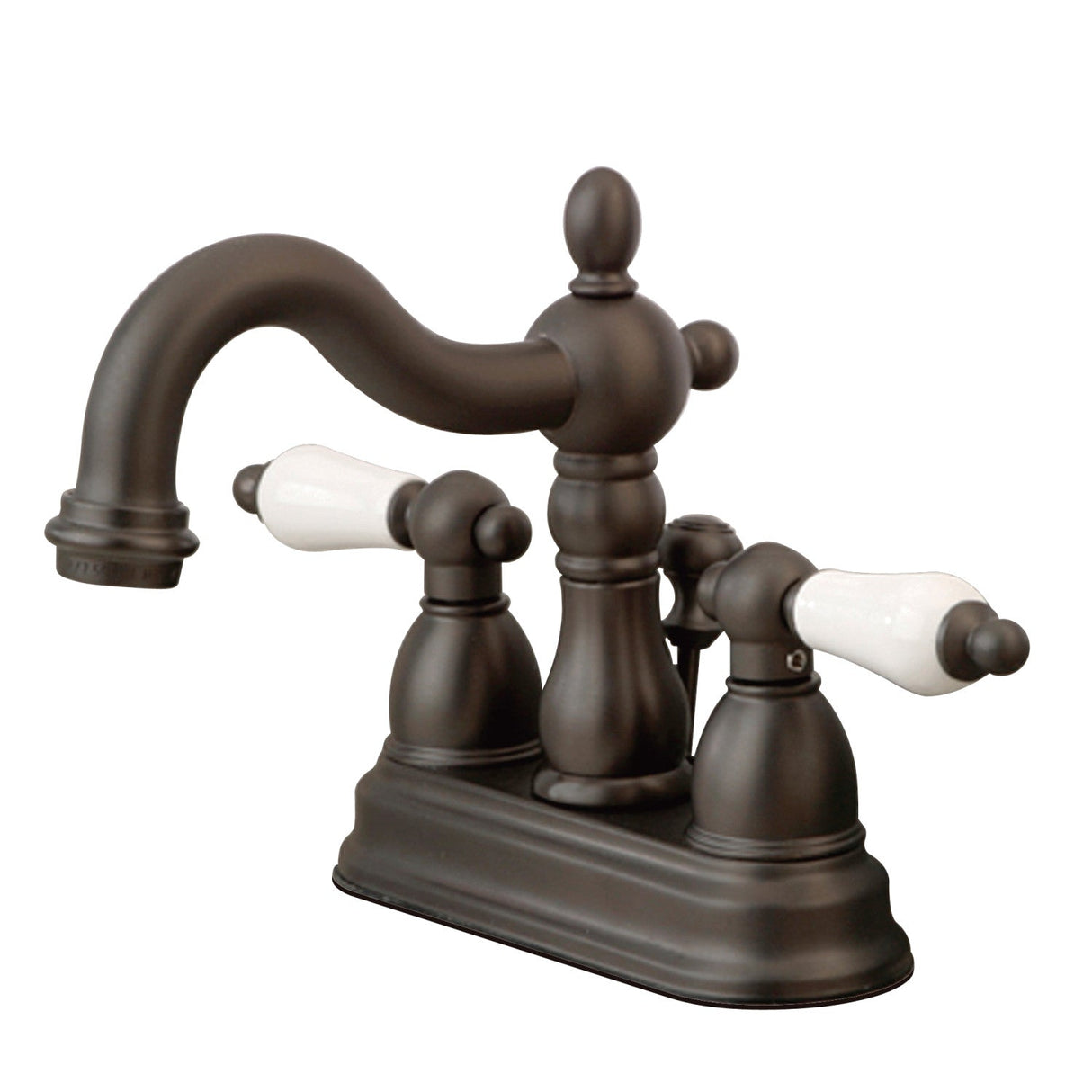 Heritage KS1605PL Two-Handle 3-Hole Deck Mount 4" Centerset Bathroom Faucet with Brass Pop-Up, Oil Rubbed Bronze