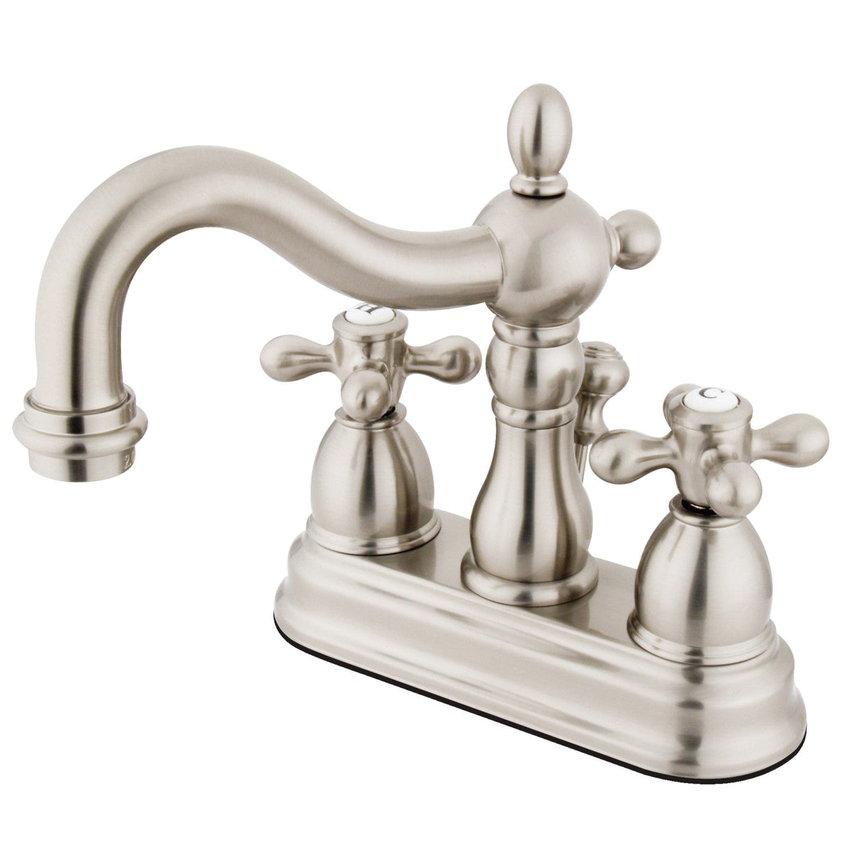 Heritage KS1608AX Two-Handle 3-Hole Deck Mount 4" Centerset Bathroom Faucet with Brass Pop-Up, Brushed Nickel