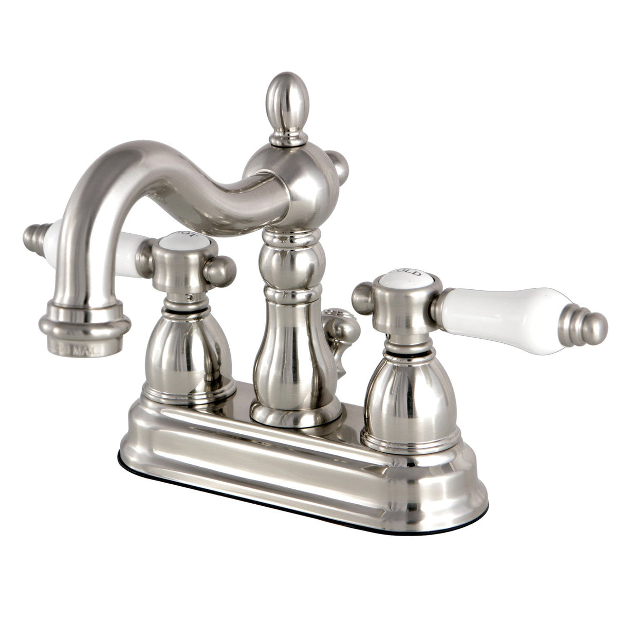 Bel-Air KS1608BPL Two-Handle 3-Hole Deck Mount 4" Centerset Bathroom Faucet with Brass Pop-Up, Brushed Nickel