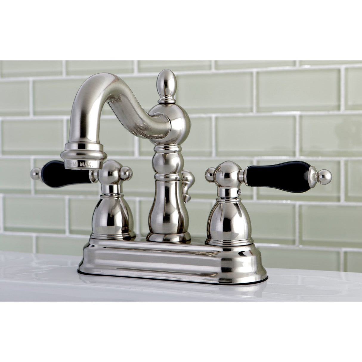 Duchess KS1608PKL Two-Handle 3-Hole Deck Mount 4" Centerset Bathroom Faucet with Brass Pop-Up, Brushed Nickel