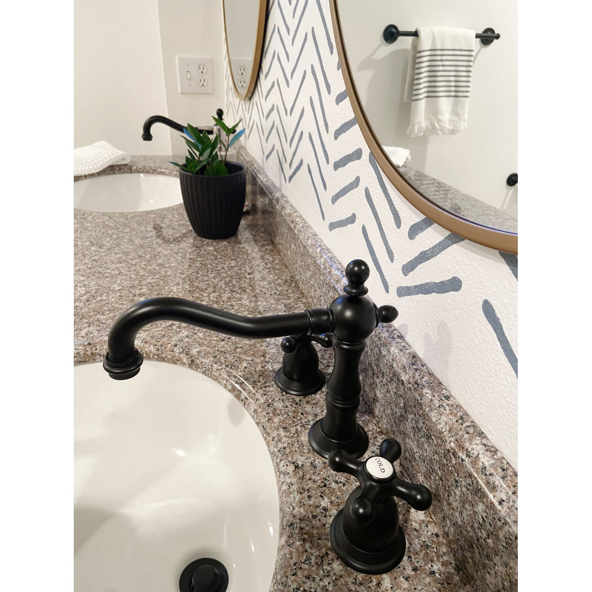 Heritage KS1970AX Two-Handle 3-Hole Deck Mount Widespread Bathroom Faucet with Brass Pop-Up, Matte Black