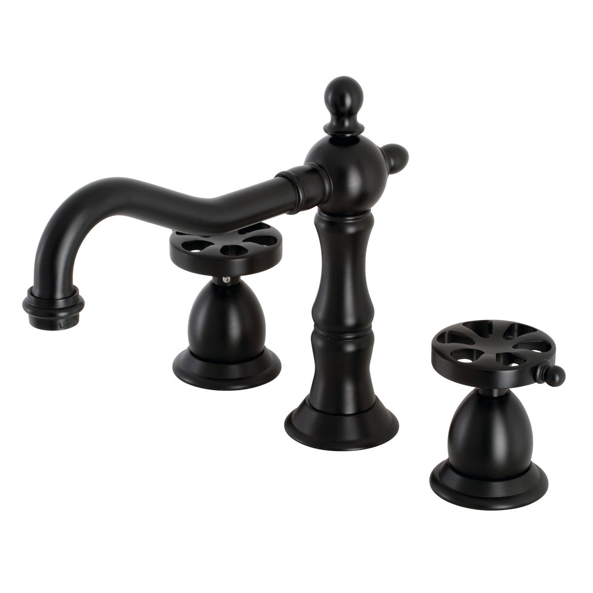 Belknap KS1970RX Two-Handle 3-Hole Deck Mount Widespread Bathroom Faucet with Brass Pop-Up, Matte Black