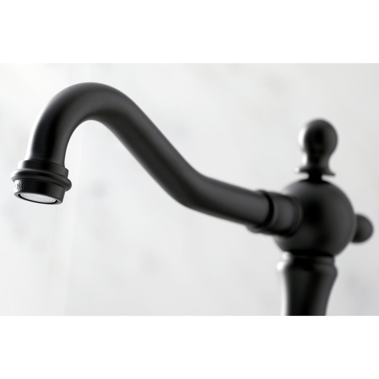 French Country KS1970TX Two-Handle 3-Hole Deck Mount Widespread Bathroom Faucet with Brass Pop-Up, Matte Black