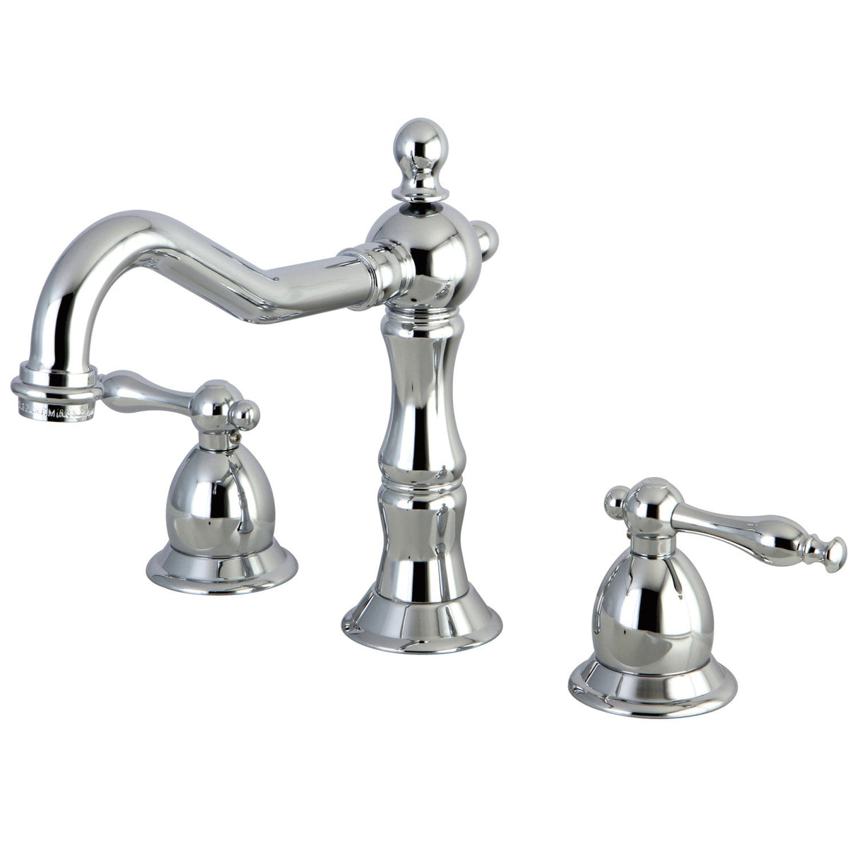 Heritage KS1971NL Two-Handle 3-Hole Deck Mount Widespread Bathroom Faucet with Brass Pop-Up, Polished Chrome