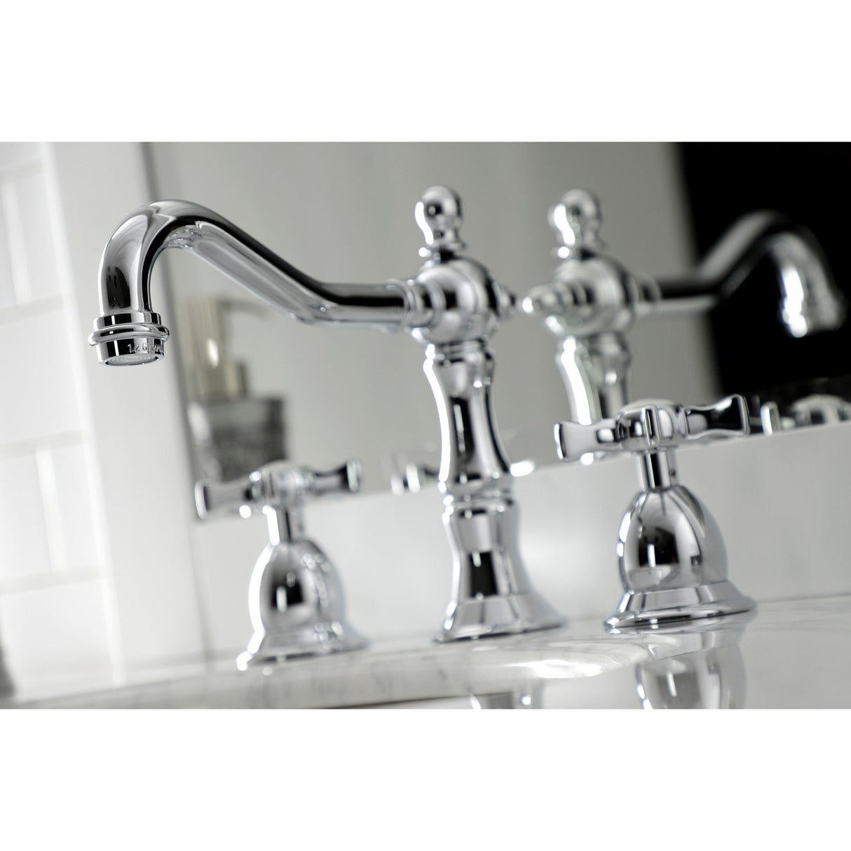 Hamilton KS1971NX Two-Handle 3-Hole Deck Mount Widespread Bathroom Faucet with Brass Pop-Up, Polished Chrome