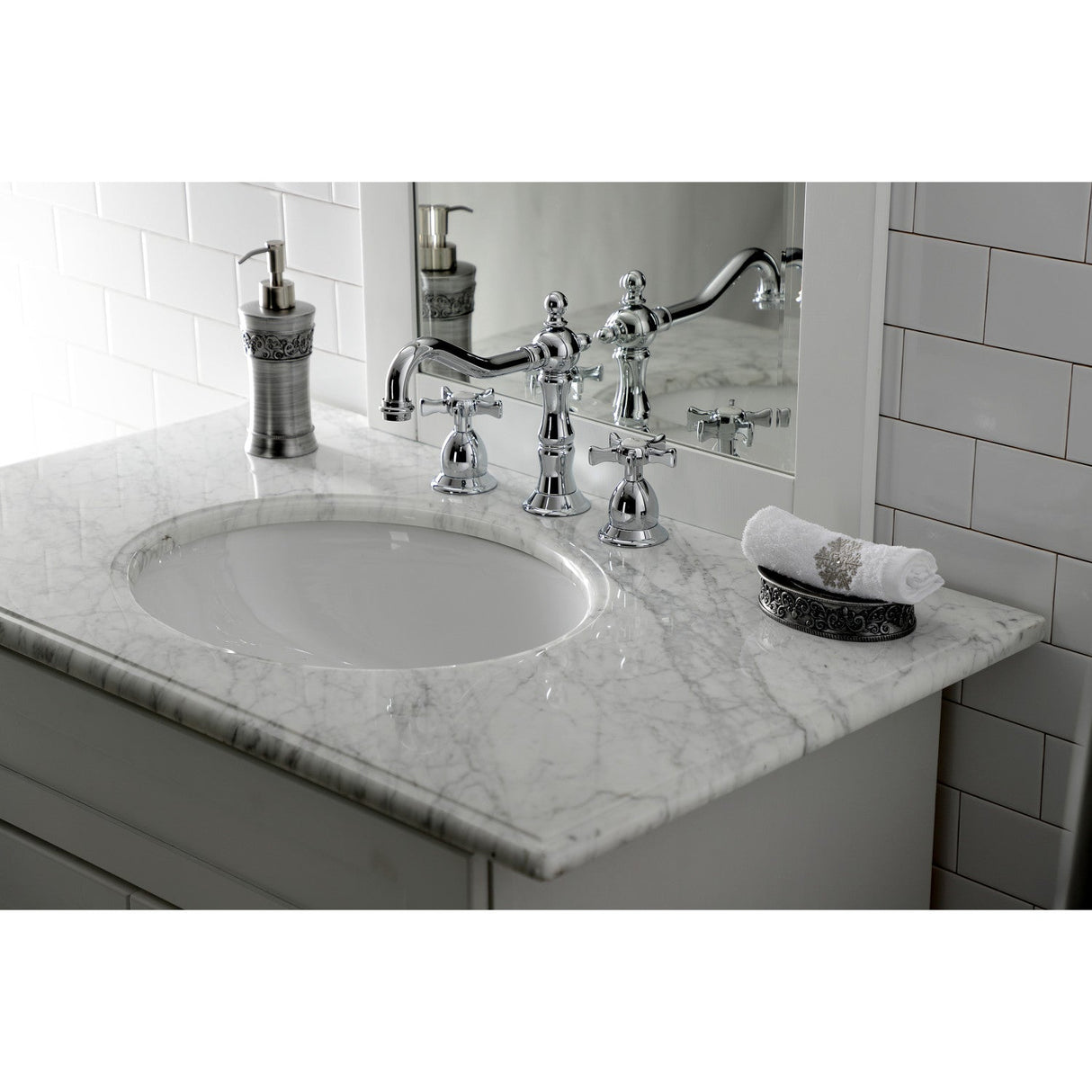 Hamilton KS1971NX Two-Handle 3-Hole Deck Mount Widespread Bathroom Faucet with Brass Pop-Up, Polished Chrome