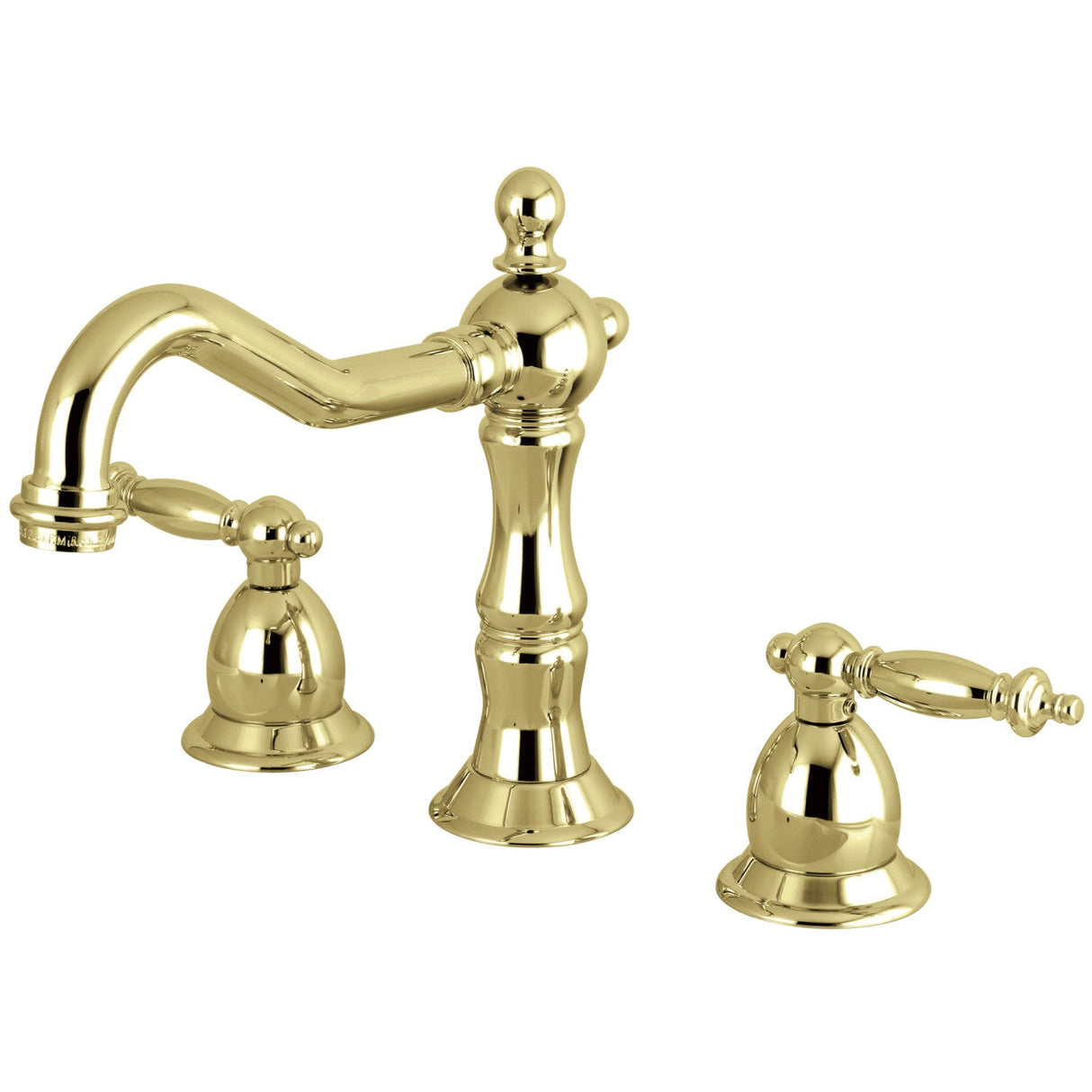 Heritage KS1972TL Two-Handle 3-Hole Deck Mount Widespread Bathroom Faucet with Brass Pop-Up, Polished Brass