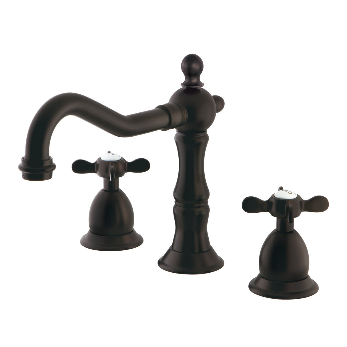 Essex KS1975BEX Two-Handle 3-Hole Deck Mount Widespread Bathroom Faucet with Brass Pop-Up, Oil Rubbed Bronze