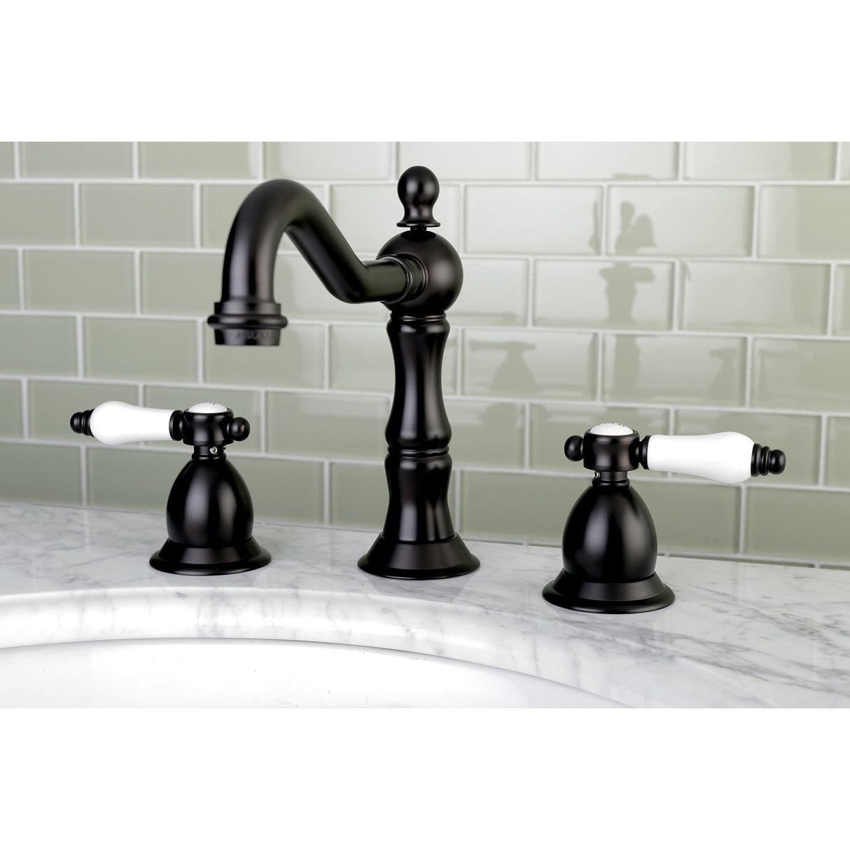 Bel-Air KS1975BPL Two-Handle 3-Hole Deck Mount Widespread Bathroom Faucet with Brass Pop-Up, Oil Rubbed Bronze