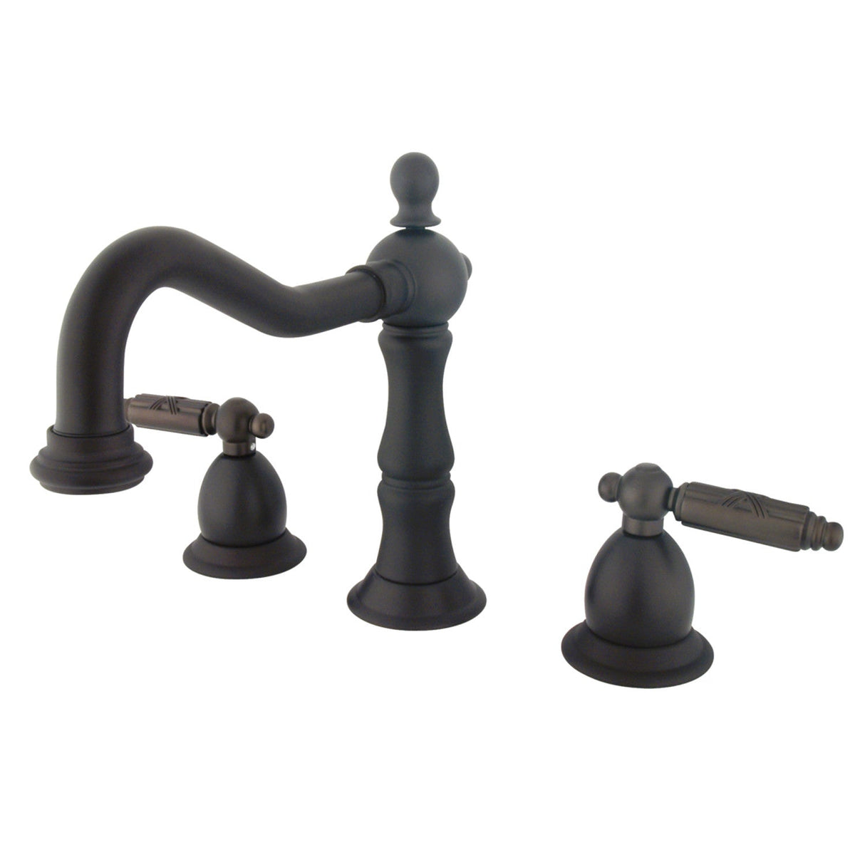 Heritage KS1975GL Two-Handle 3-Hole Deck Mount Widespread Bathroom Faucet with Brass Pop-Up, Oil Rubbed Bronze