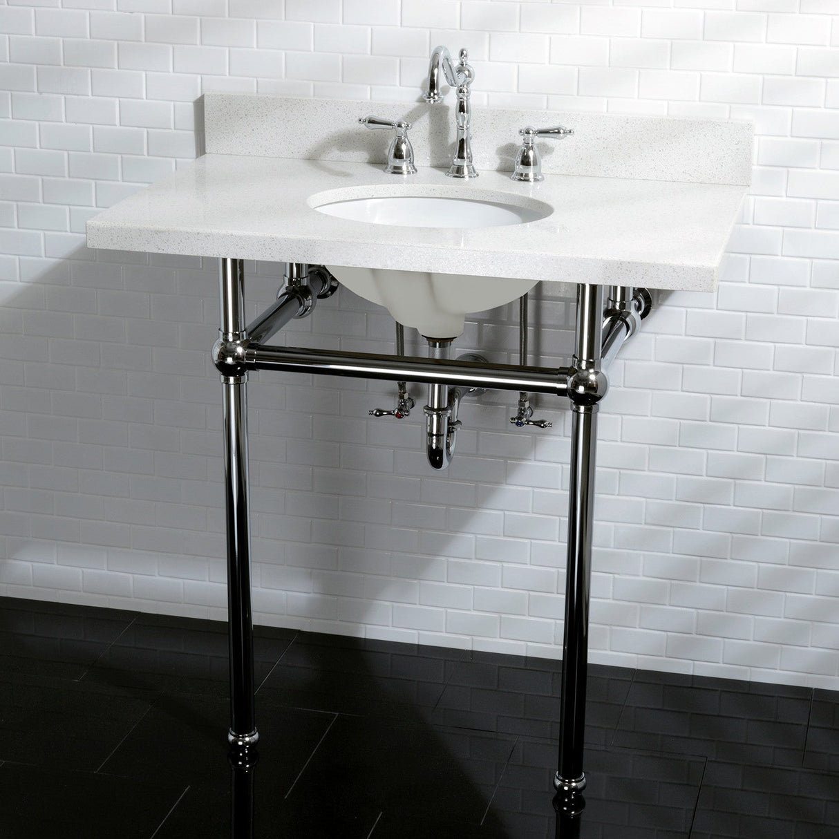 Heritage KS1991AL Two-Handle 3-Hole Deck Mount Widespread Bathroom Faucet with Brass Pop-Up, Polished Chrome