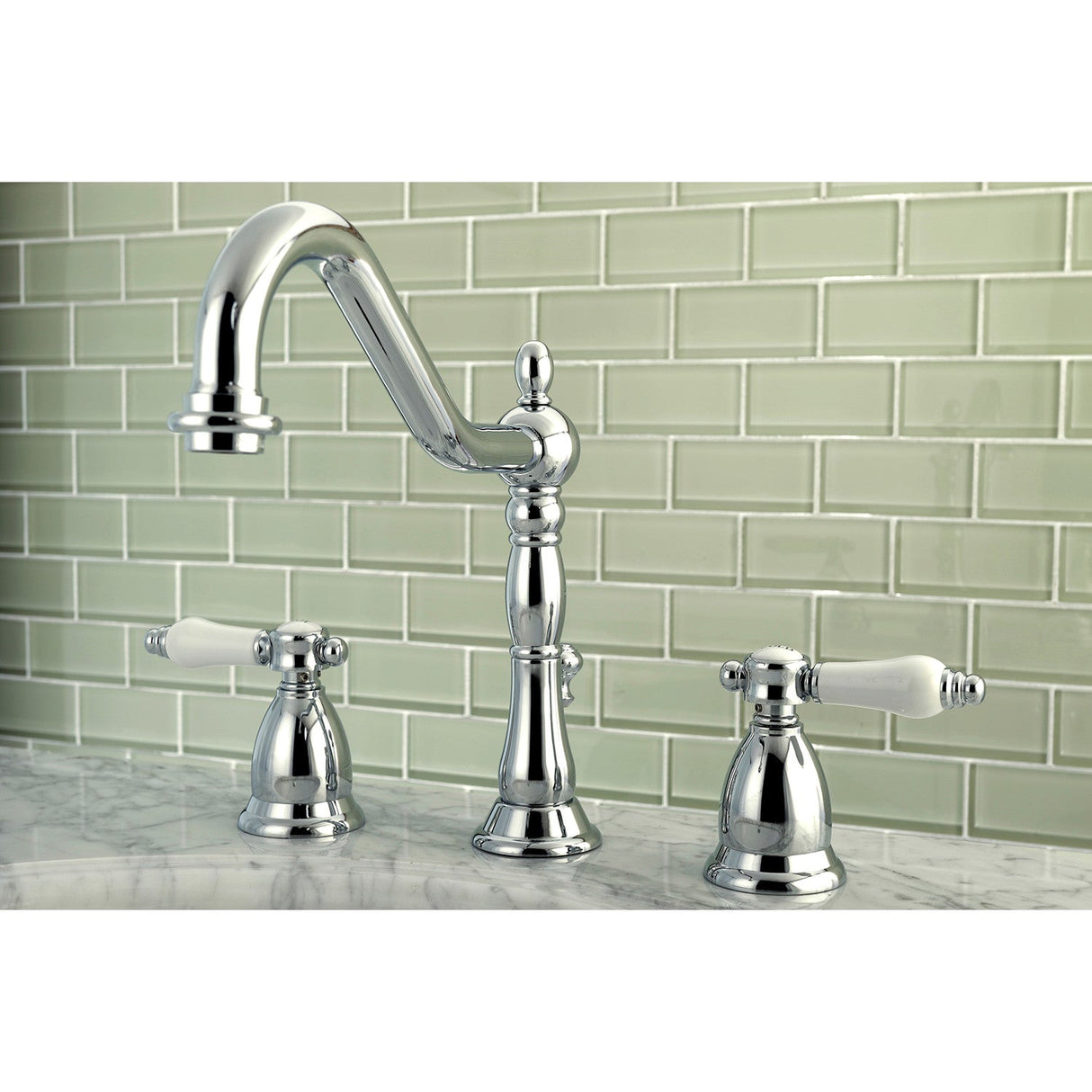 Bel-Air KS1991BPL Two-Handle 3-Hole Deck Mount Widespread Bathroom Faucet with Brass Pop-Up, Polished Chrome