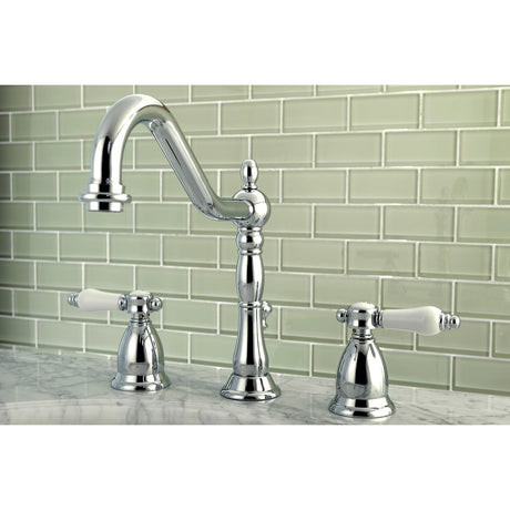 Bel-Air KS1991BPL Two-Handle 3-Hole Deck Mount Widespread Bathroom Faucet with Brass Pop-Up, Polished Chrome