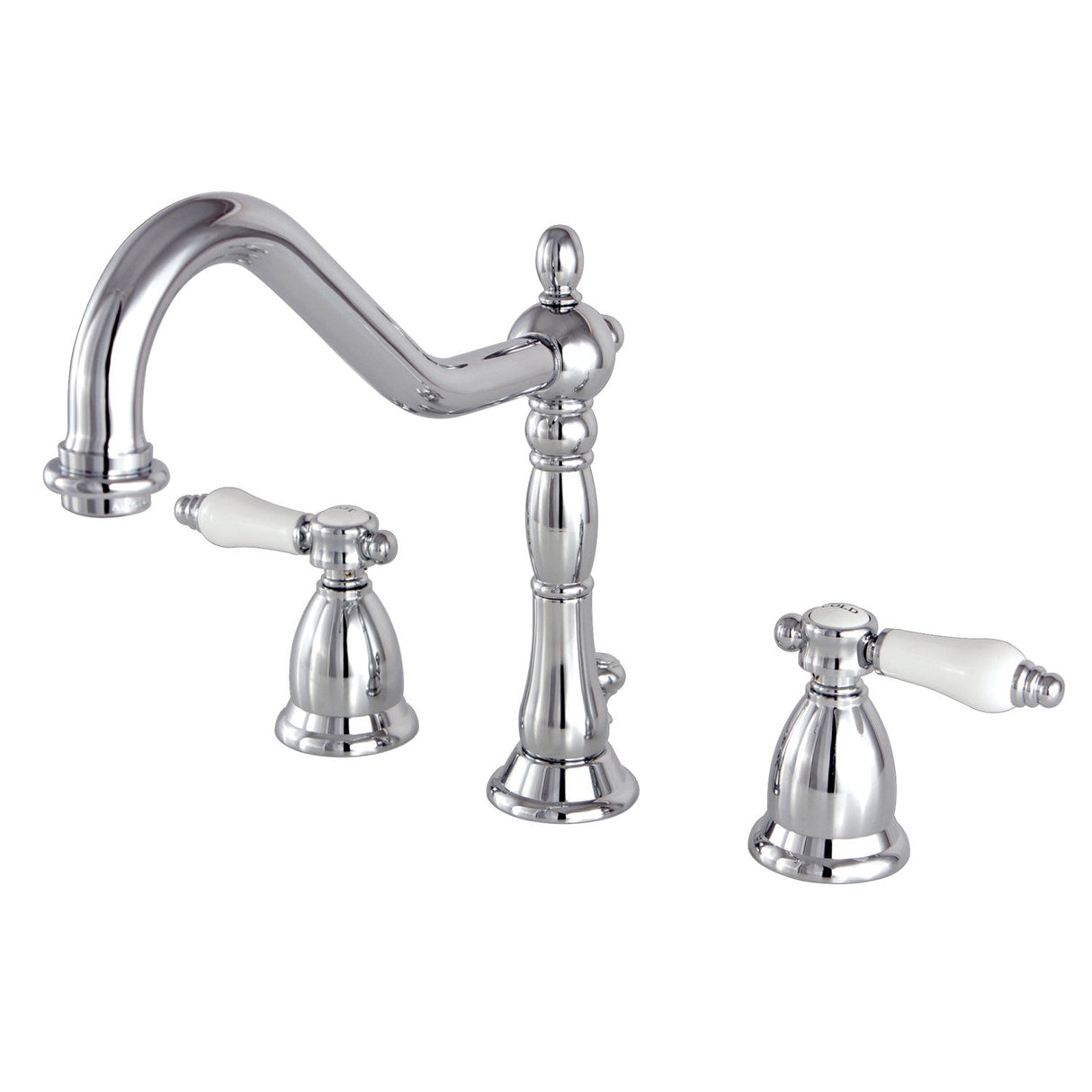 Bel-Air KS1991BPL Two-Handle 3-Hole Deck Mount Widespread Bathroom Faucet with Brass Pop-Up, Polished Chrome