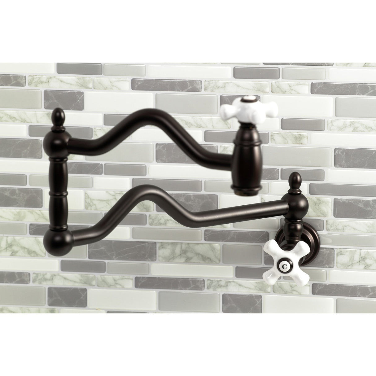 Heritage KS2105PX Two-Handle Pot Filler, Oil Rubbed Bronze