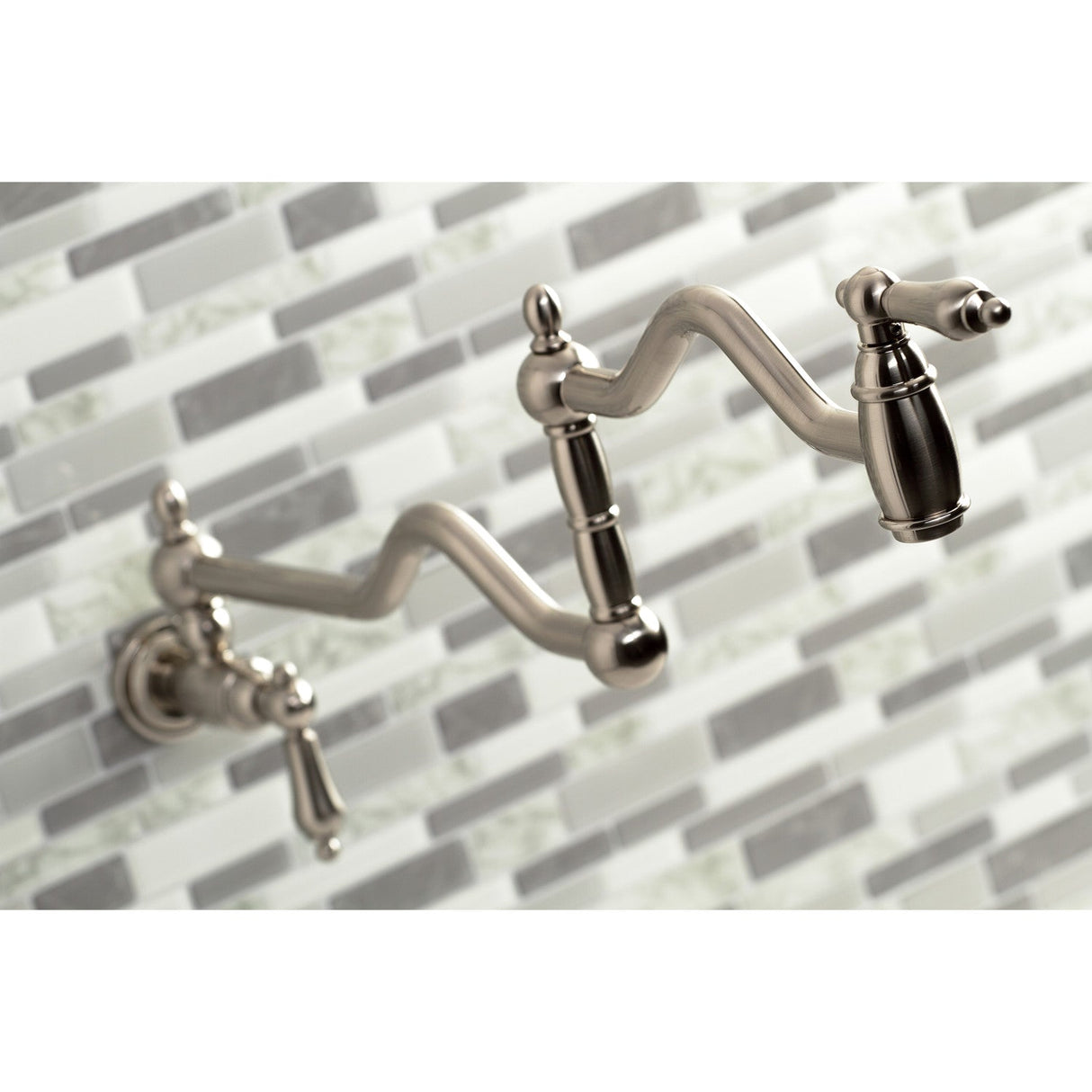 Heritage KS2108AL Two-Handle Pot Filler, Brushed Nickel