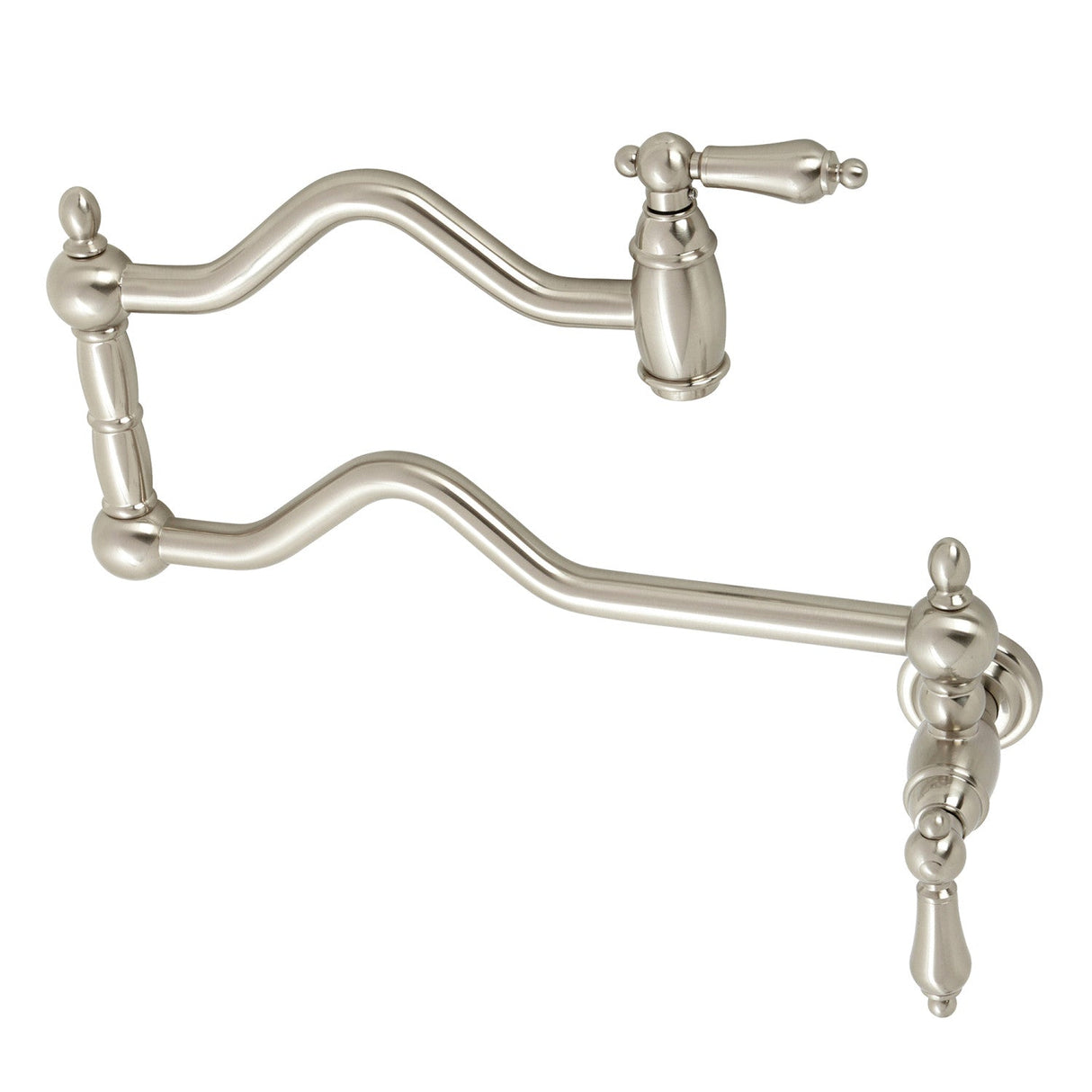 Heritage KS2108AL Two-Handle Pot Filler, Brushed Nickel